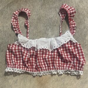 Reformation Red and White Gingham Top
